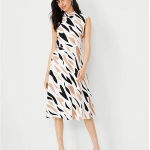 NWT Ann Taylor Abstract Mock Neck Midi Dress